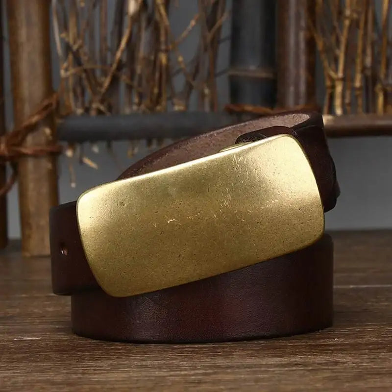 Cristobal - Cintura in Pelle con Fibbia in Ottone Forgiato