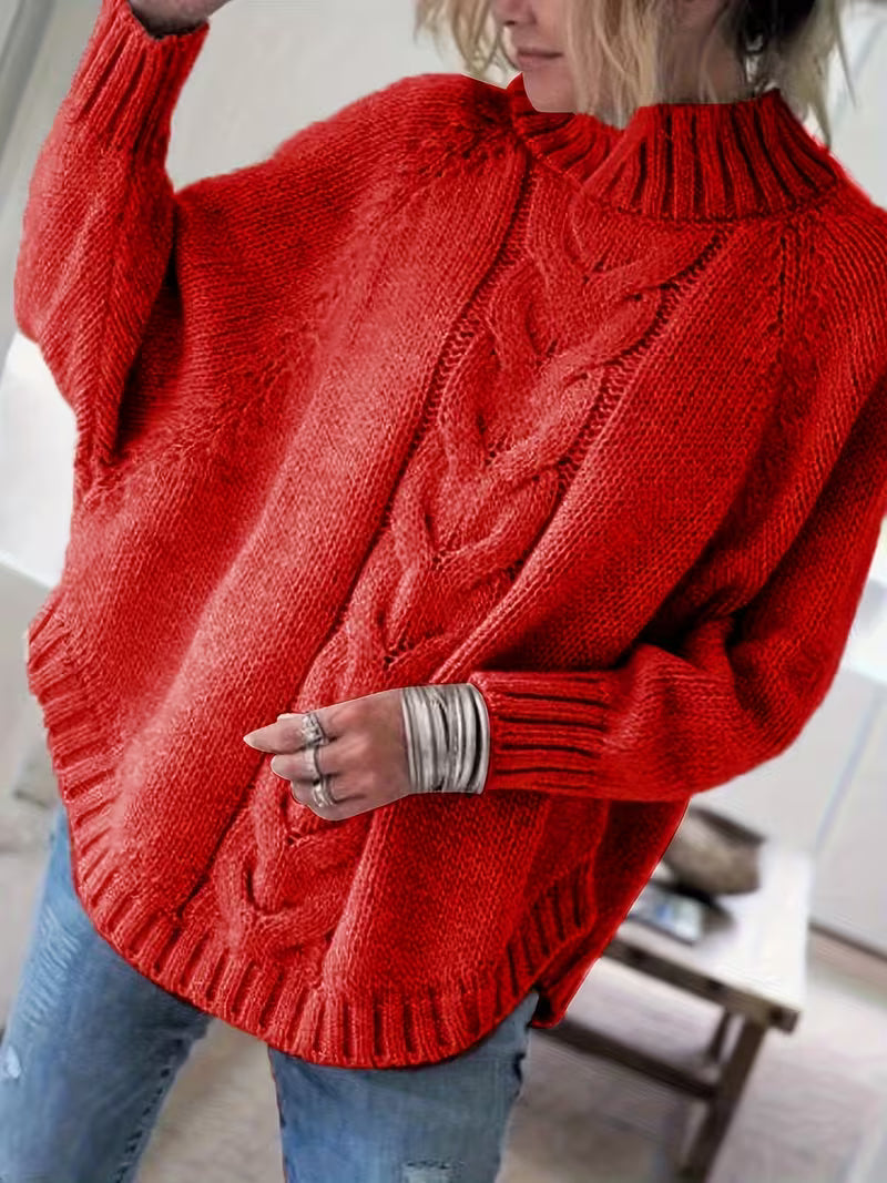 Edeltraut - Maglione a Collo Alto Con Maniche a Pipistrello