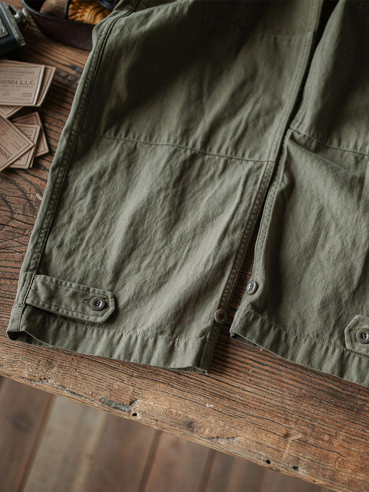 Ibrahim - Pantaloni Militari M-47 In Twill a Spina Di Pesce