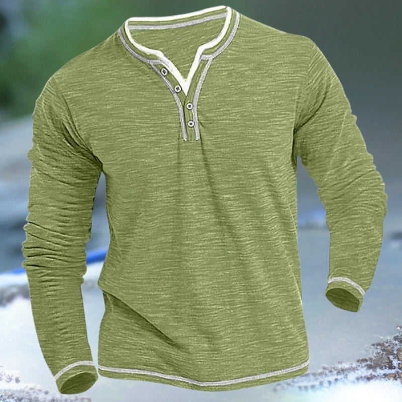 Burkhardt - Camicia con Scollo a V e Maniche Lunghe
