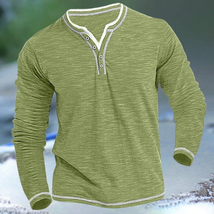Burkhardt - Camicia con Scollo a V e Maniche Lunghe