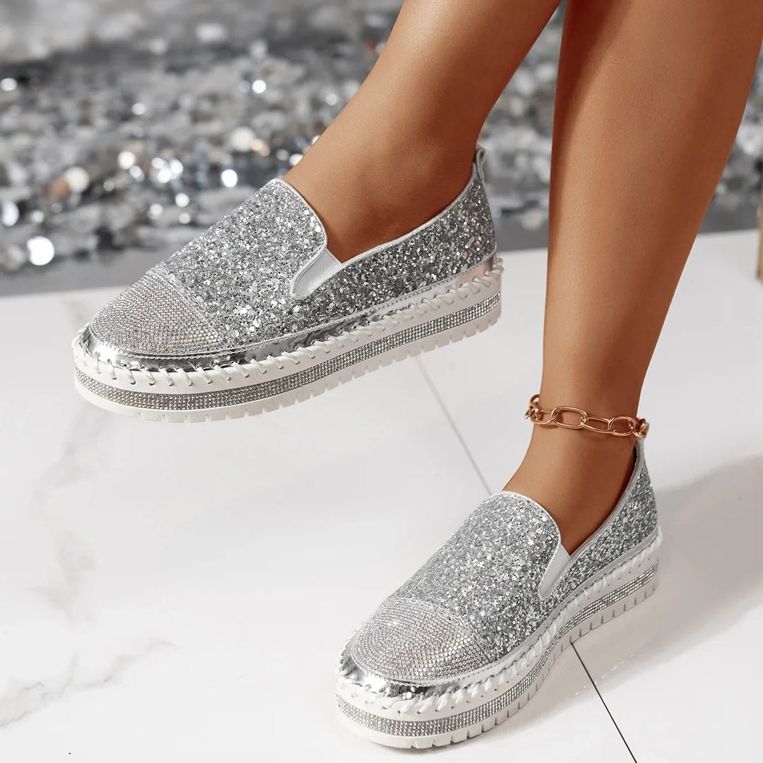 Lizka - Mocassini Con Plateau Glitter e Strass