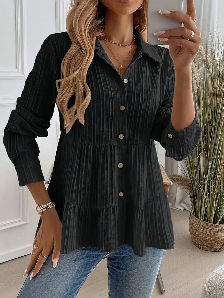 Majlinda - Elegante Camicia a Maniche Lunghe Con Bottoni