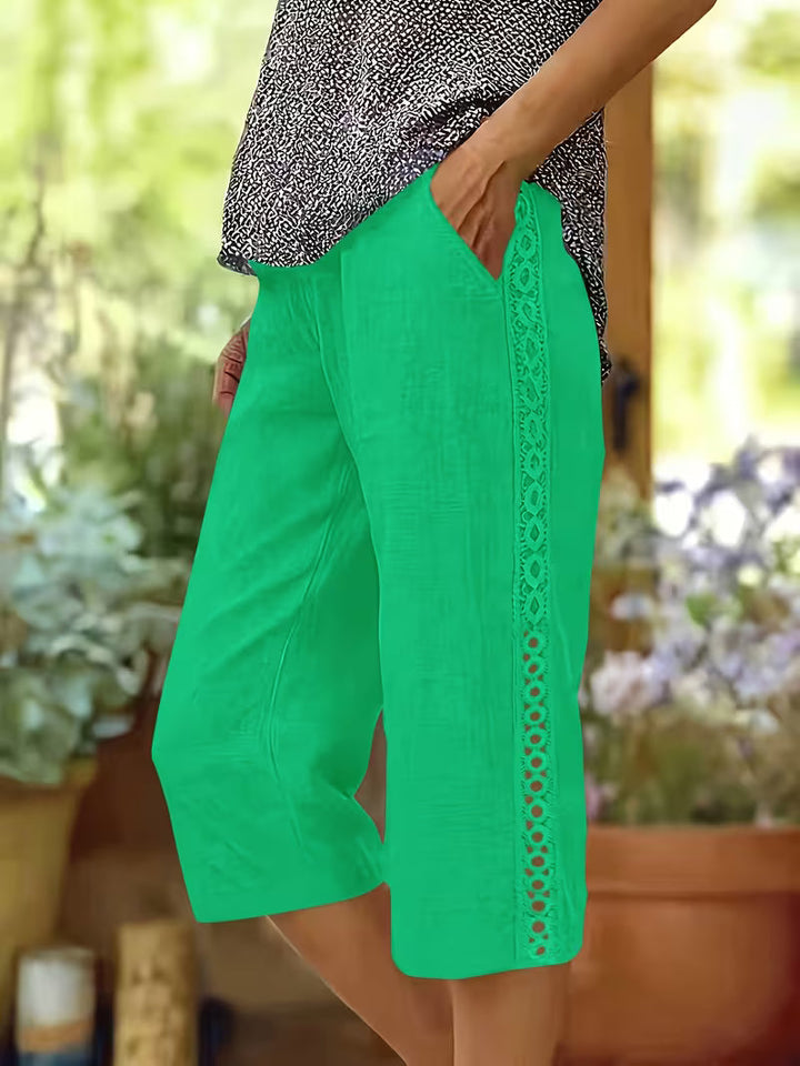 Arnisa - Comodi Pantaloni Estivi Con Tasche Laterali in Pizzo
