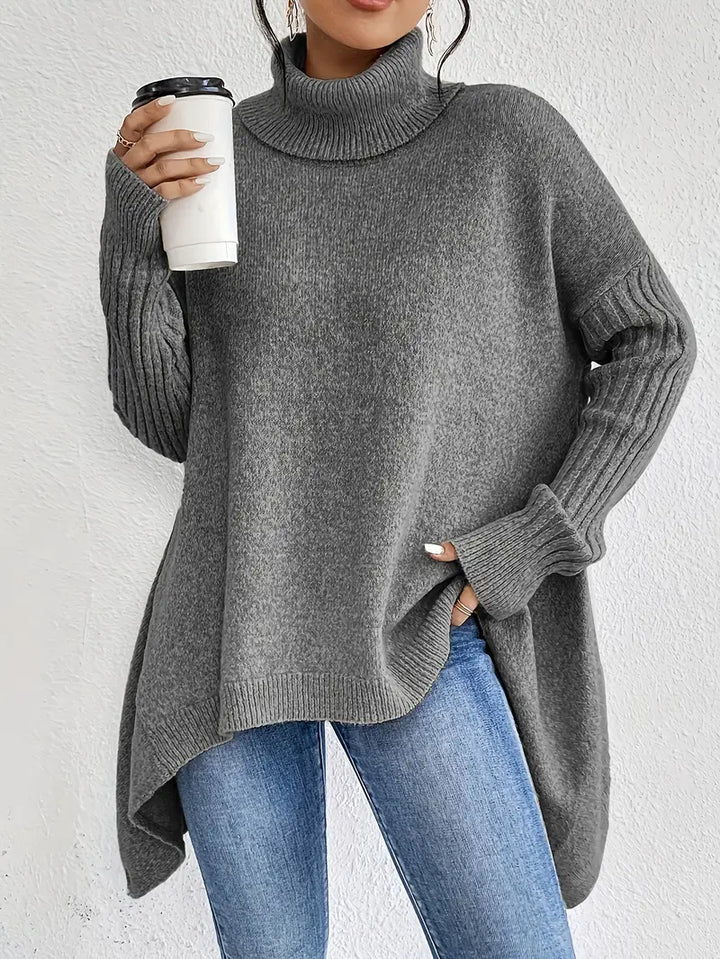 Laora - Maglione Casuale a Maniche Lunghe Con Collo Alto
