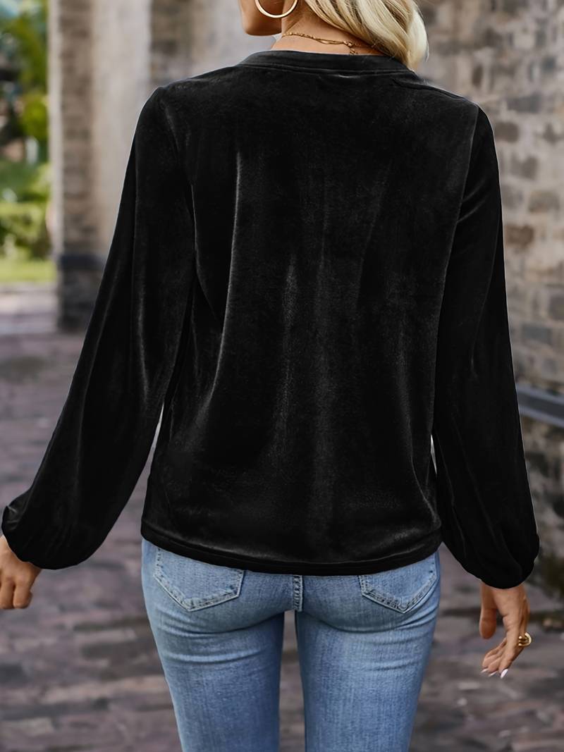 Lihi - Maglia Comoda a Maniche Lunghe Con Scollo a V