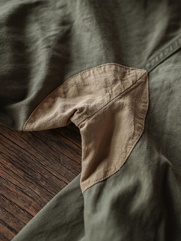 Ibrahim - Pantaloni Militari M-47 In Twill a Spina Di Pesce
