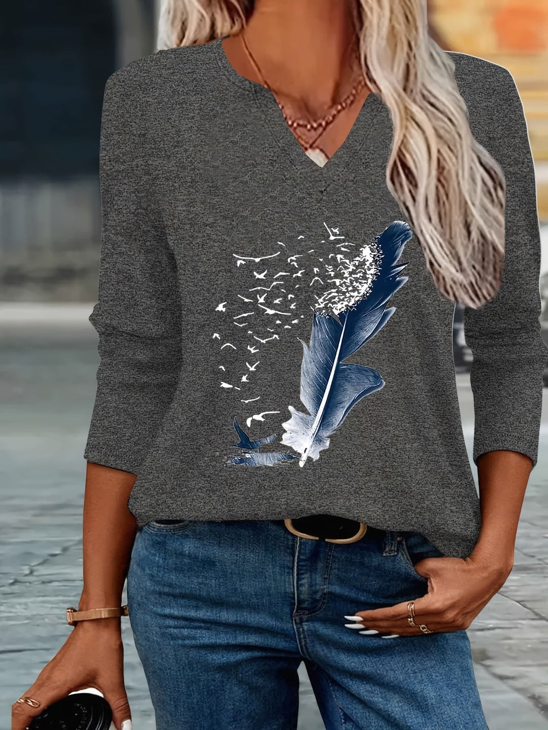 Amandine - Camicia Estiva Alla Moda Con Scollo a V