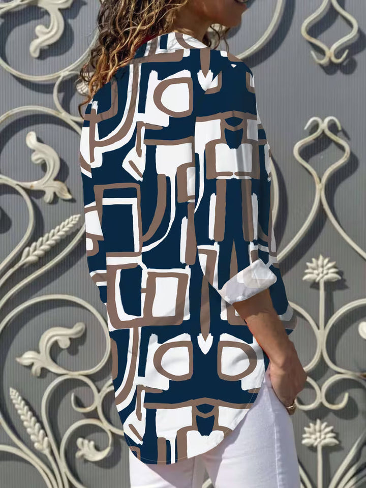 Fizana - Camicia Casual in Chiffon Con Stampa Geometrica