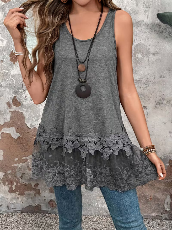 Brannah - Gilet Lungo Con Pizzo a Contrasto