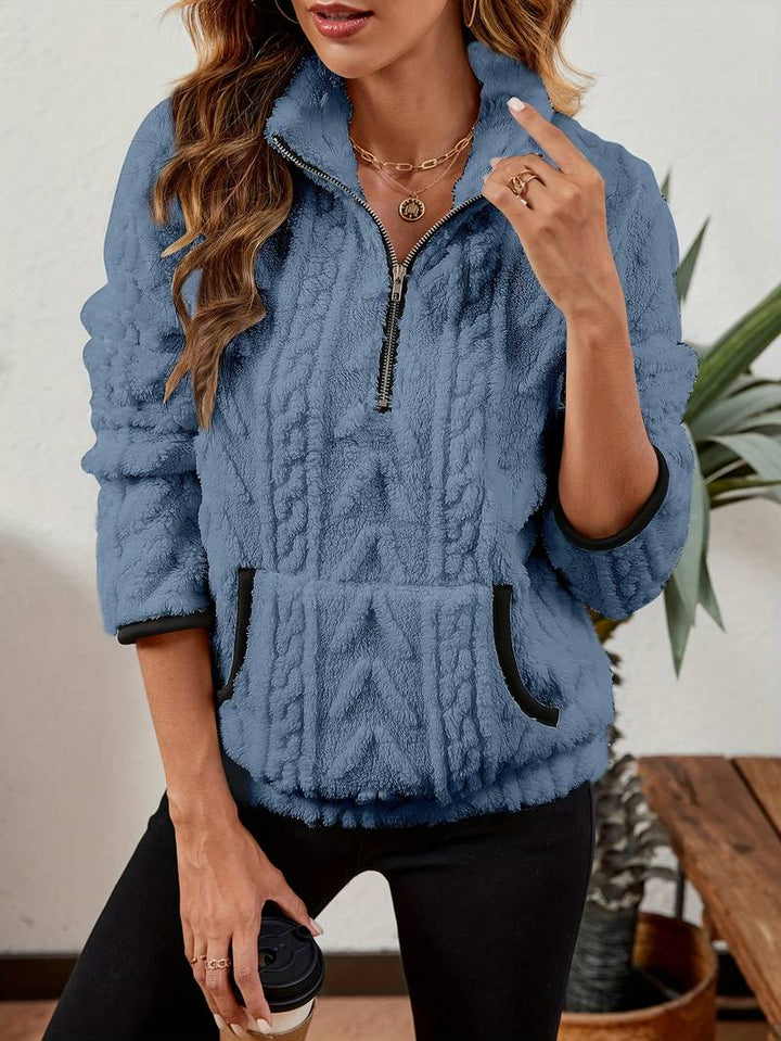 Naama - Maglione Elegante Con Mezza Zip e Tasca
