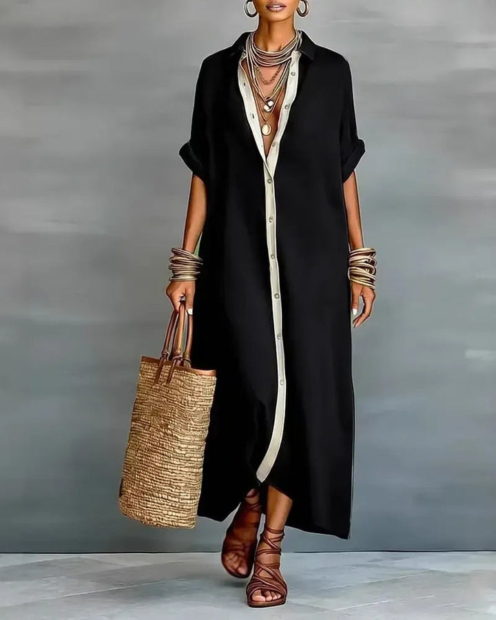 Nerena - Elegante Abito Camicia Con Collo a V Drappeggiato