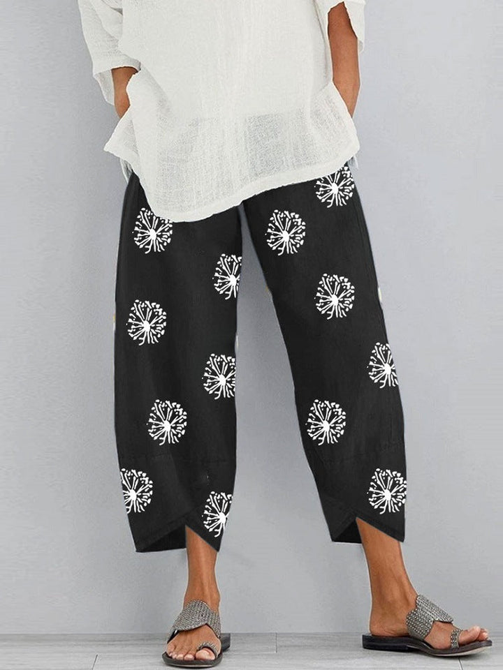Jolissa - Pantaloni Ritagliato Con Stampa Dente Di Leone