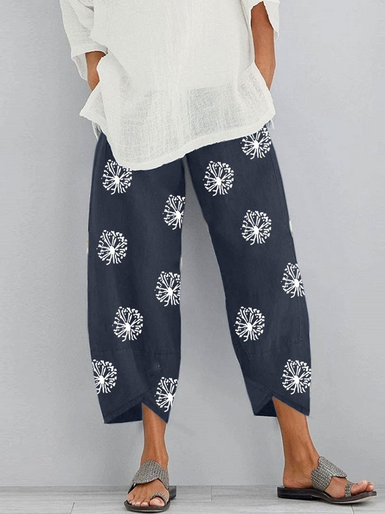 Jolissa - Pantaloni Ritagliato Con Stampa Dente Di Leone