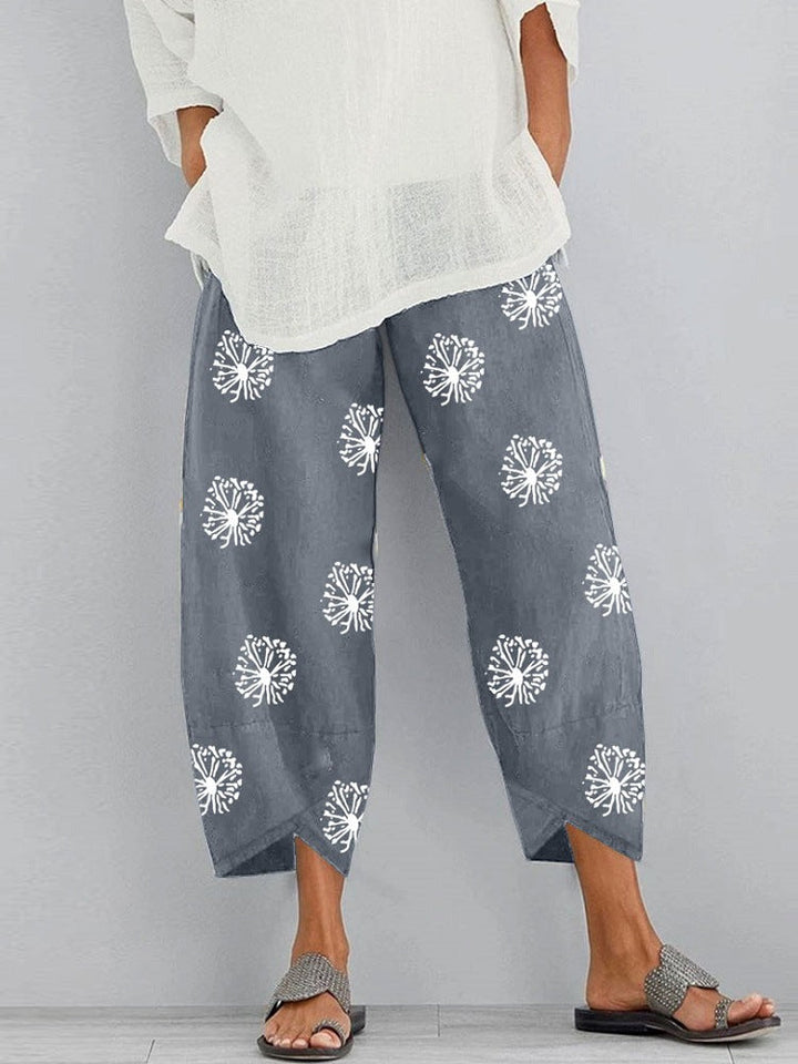 Jolissa - Pantaloni Ritagliato Con Stampa Dente Di Leone