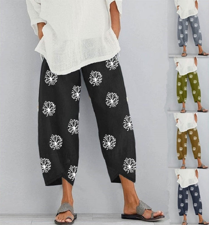 Jolissa - Pantaloni Ritagliato Con Stampa Dente Di Leone