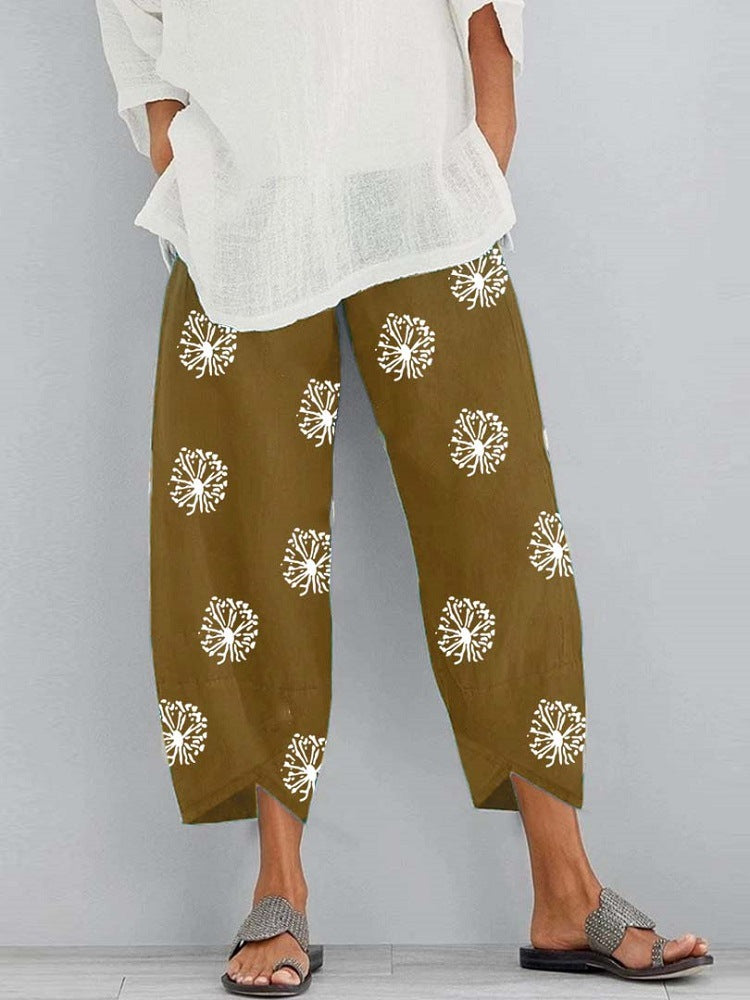 Jolissa - Pantaloni Ritagliato Con Stampa Dente Di Leone