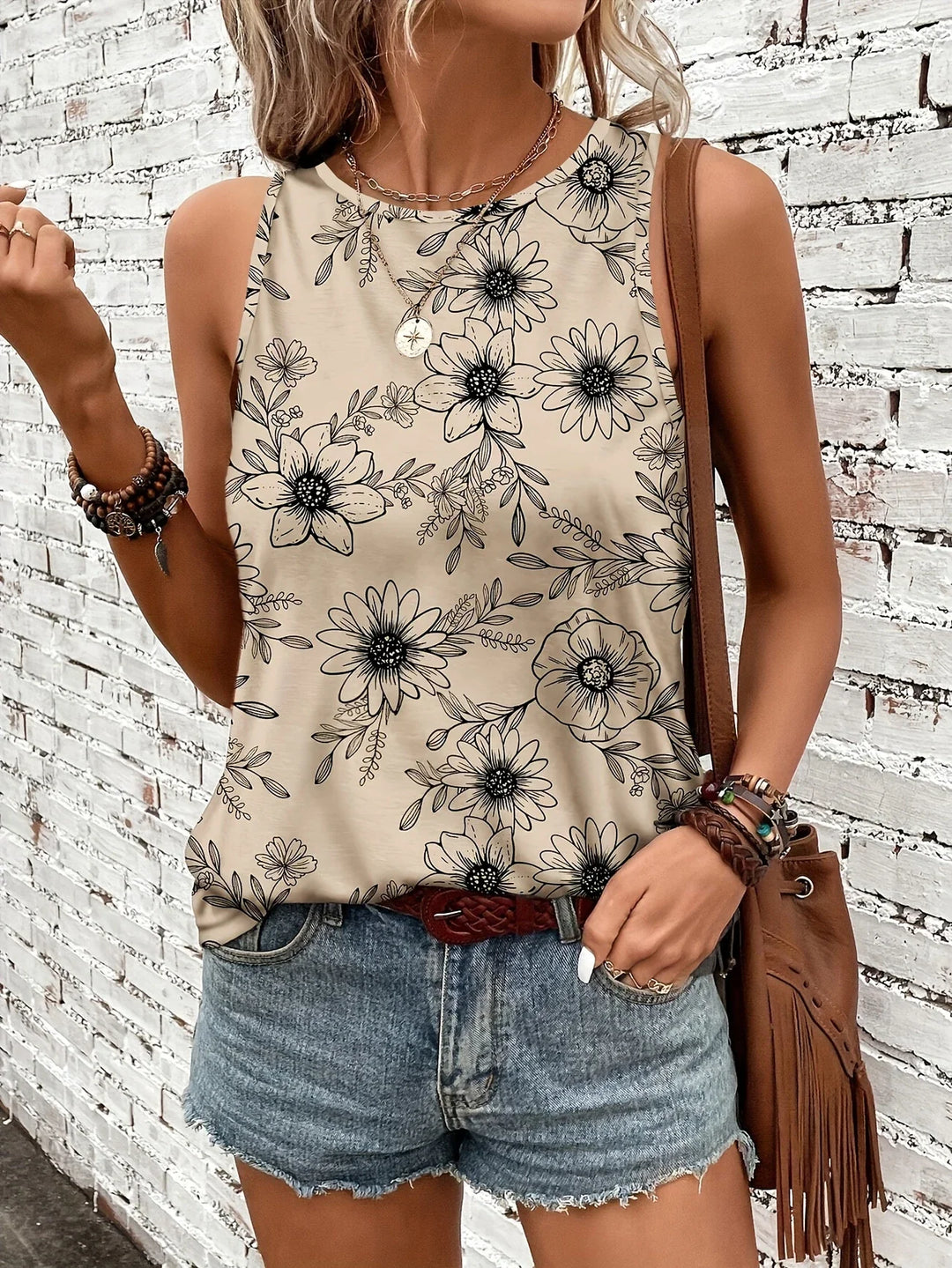 Lilou - Top Estivo Casual Con Stampa Floreale