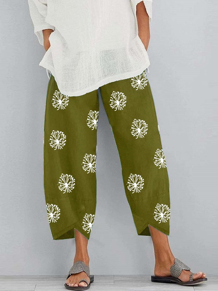 Jolissa - Pantaloni Ritagliato Con Stampa Dente Di Leone