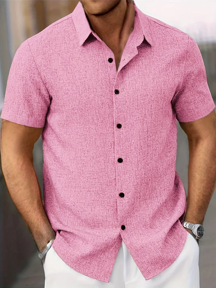 Dwight - Camicia Leggera In Misto Lino A Maniche Corte