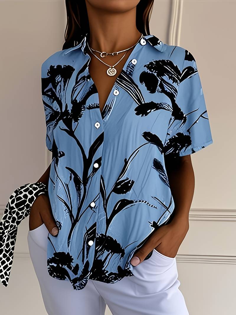 Ayalit - Camicia Stampata Alla Moda a Maniche Corte