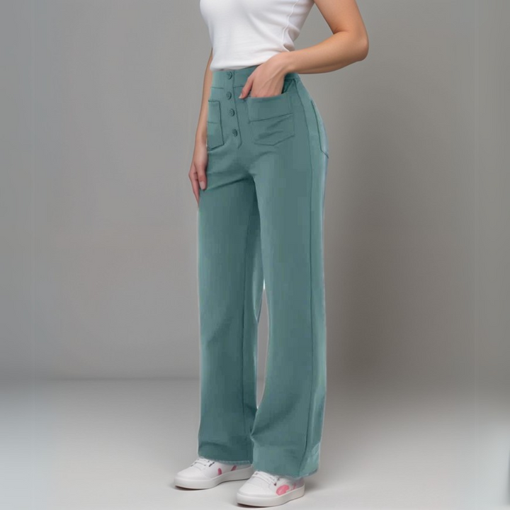 Saundra - Pantalone Scultura a Vita Alta di Tendenza | 1+1 Gratis