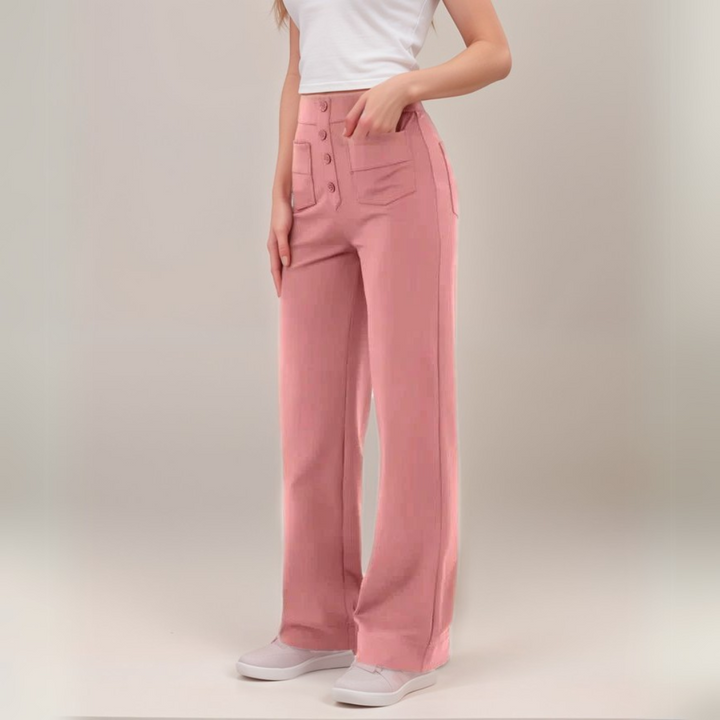 Saundra - Pantalone Scultura a Vita Alta di Tendenza | 1+1 Gratis