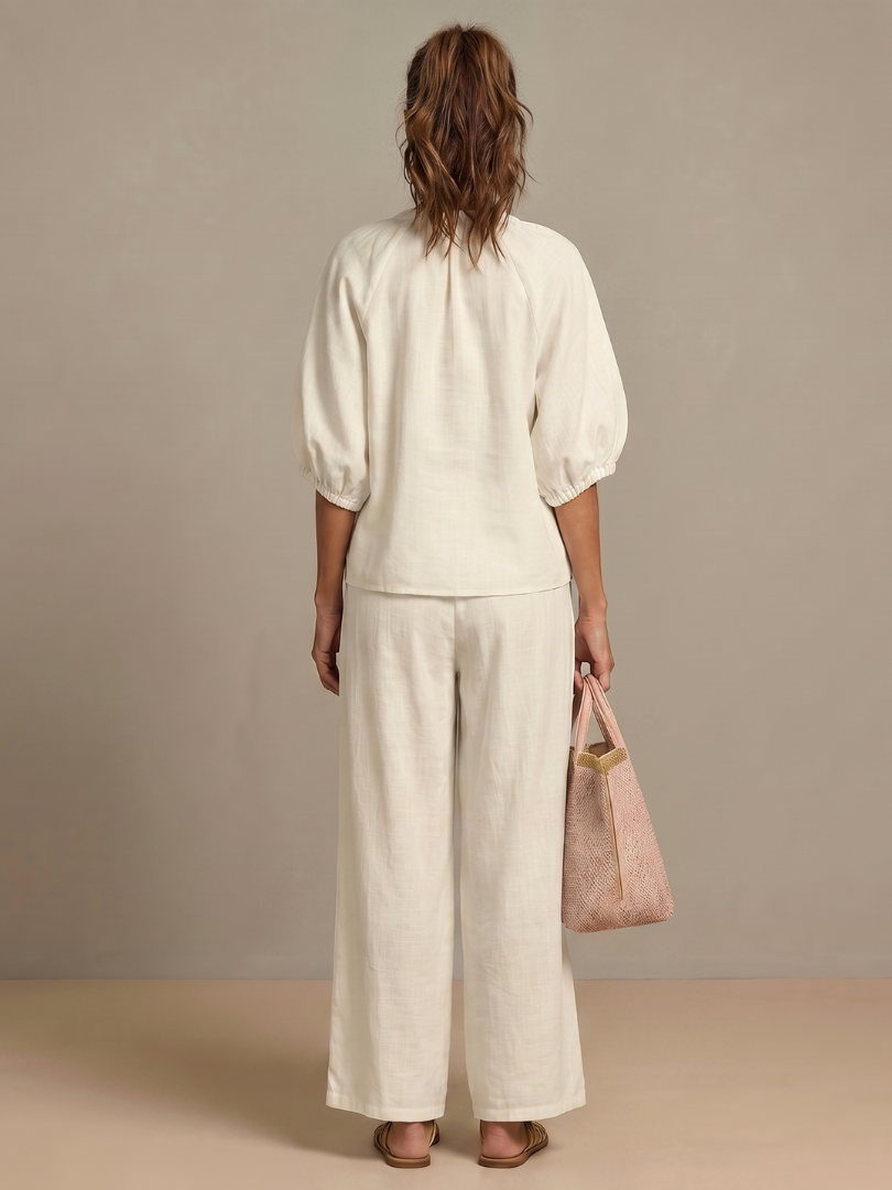 Sharina - Set Composto Da Camicetta Con Zip E Pantaloni a Gamba Larga