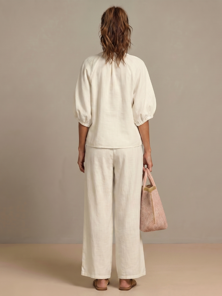 Sharina - Set Composto Da Camicetta Con Zip E Pantaloni a Gamba Larga