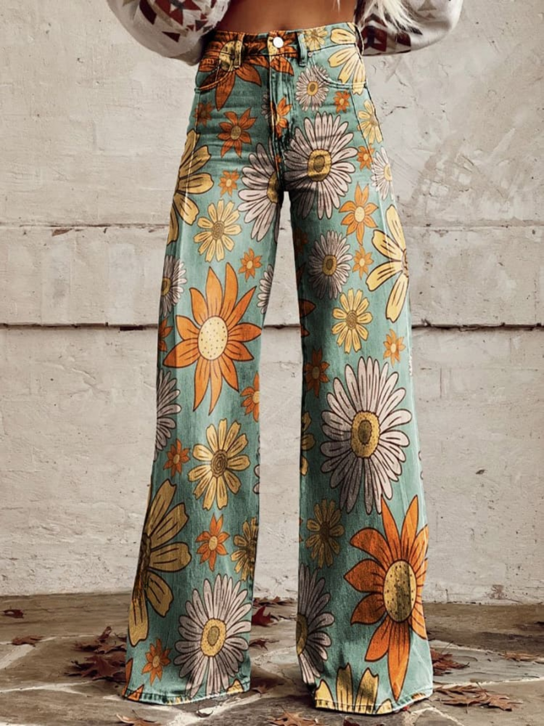 CIRILLA - PANTALONI LARGHI A FIORI VINTAGE