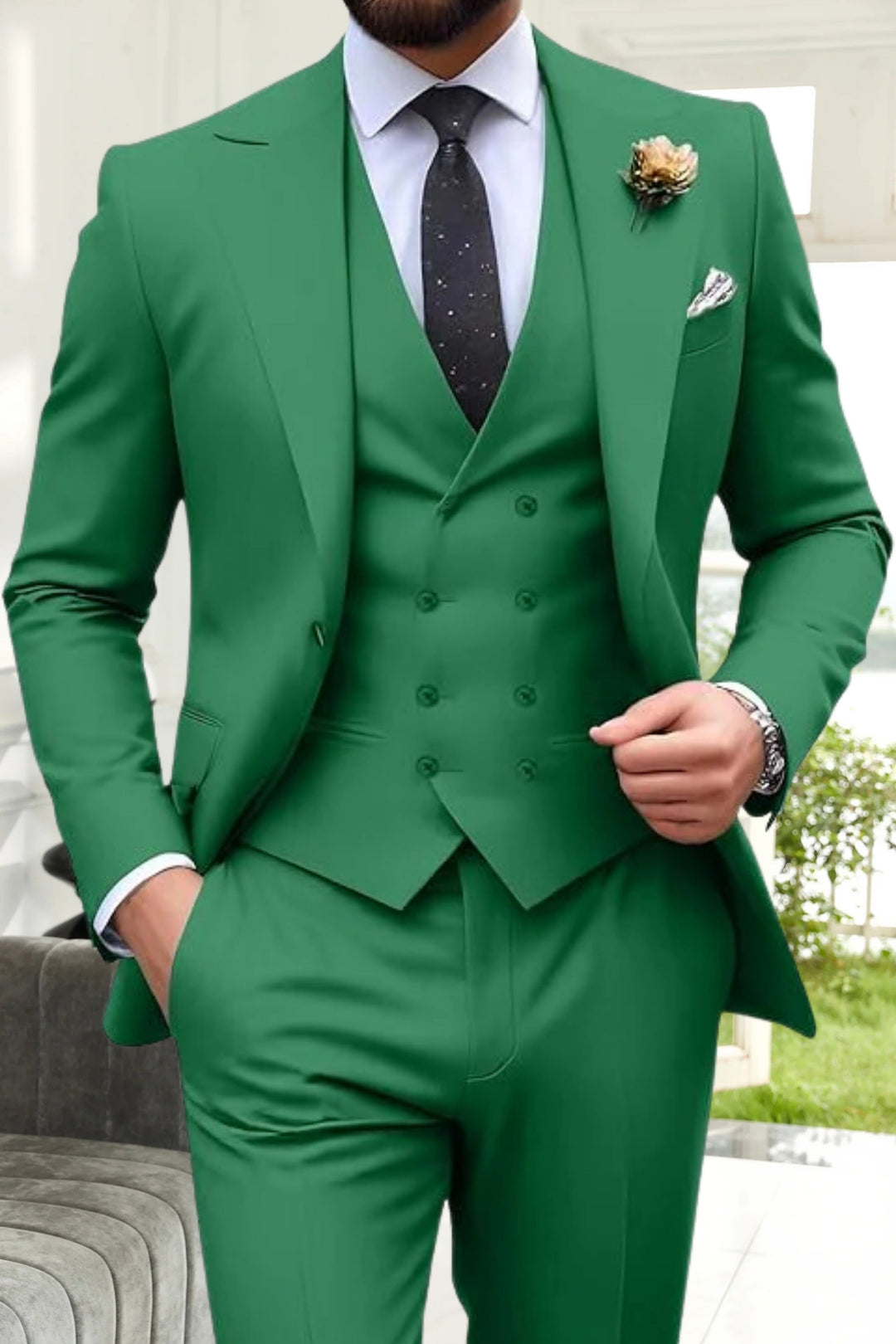 Gremist - Abiti a Tre Pezzi Slim Fit Con Revers a Lancia