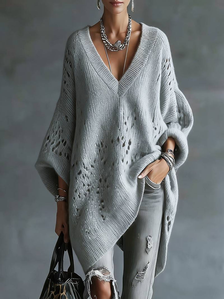 Bimashi - Maglione Ampio a Maniche Lunghe Con Scollo a V