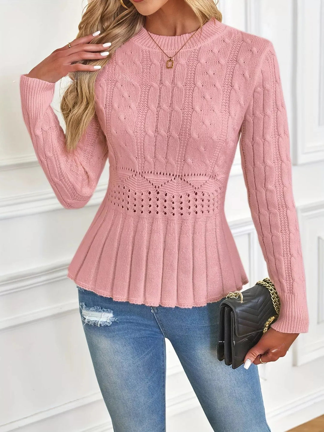 Bellie - Maglione a Girocollo Lavorato a Maglia Grossa