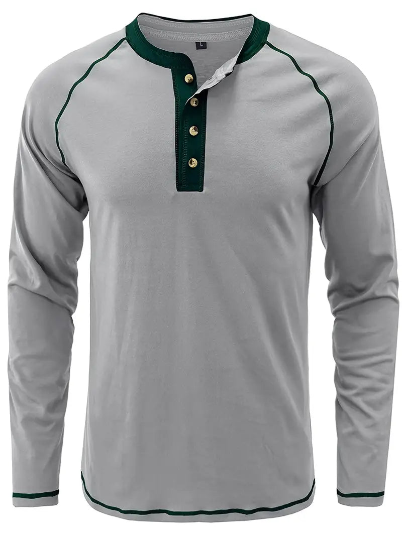 Sharma - Camicia Henley a Maniche Lunghe Con Collo Rotondo