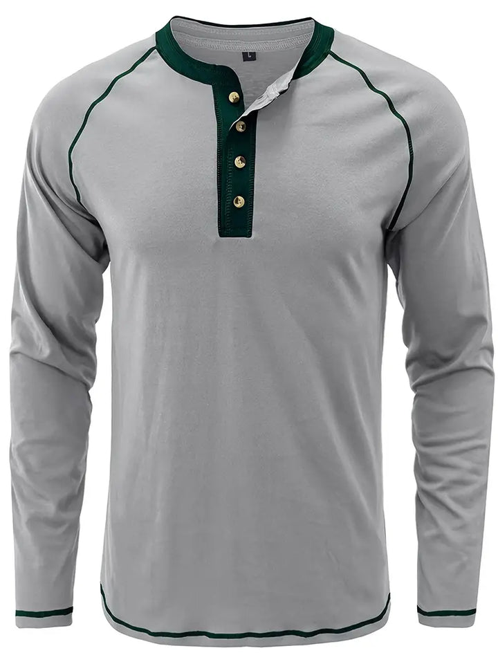 Sharma - Camicia Henley a Maniche Lunghe Con Collo Rotondo
