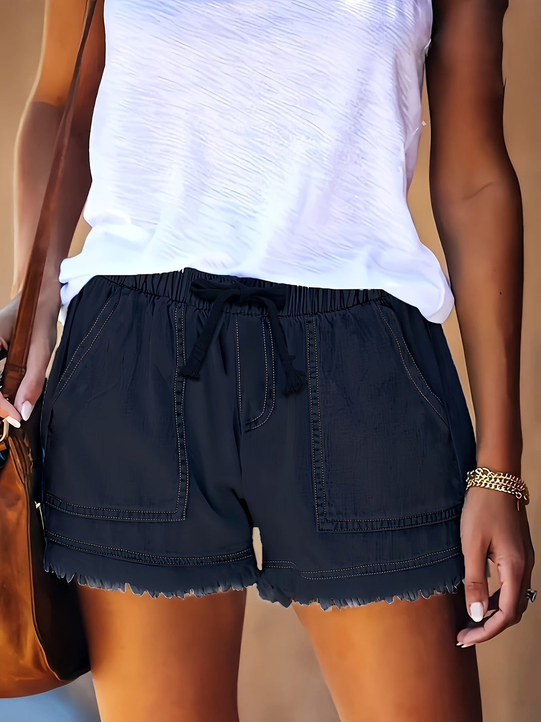 Katarina - Pantaloncini In Denim Con Elastico In Vita e Tasche