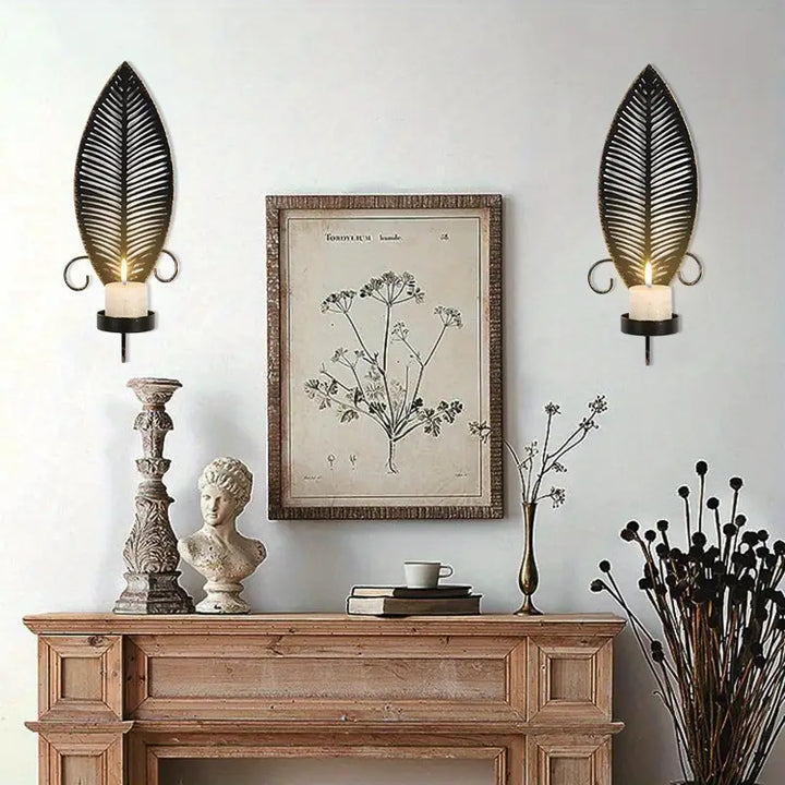 FoliGlow - Set Di Portacandele Con Disegno a Foglia