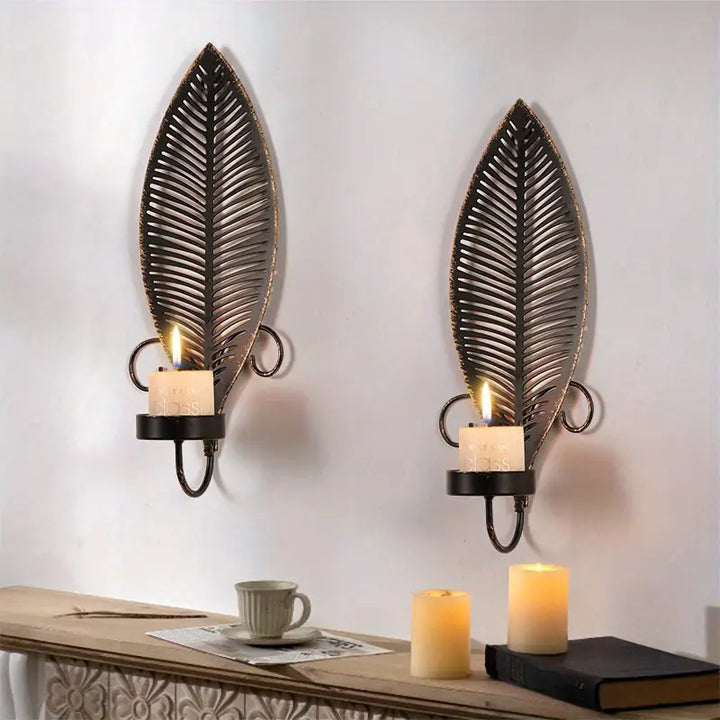 FoliGlow - Set Di Portacandele Con Disegno a Foglia