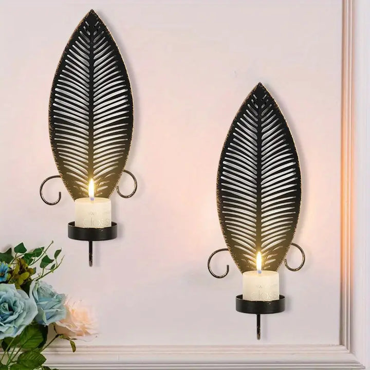 FoliGlow - Set Di Portacandele Con Disegno a Foglia