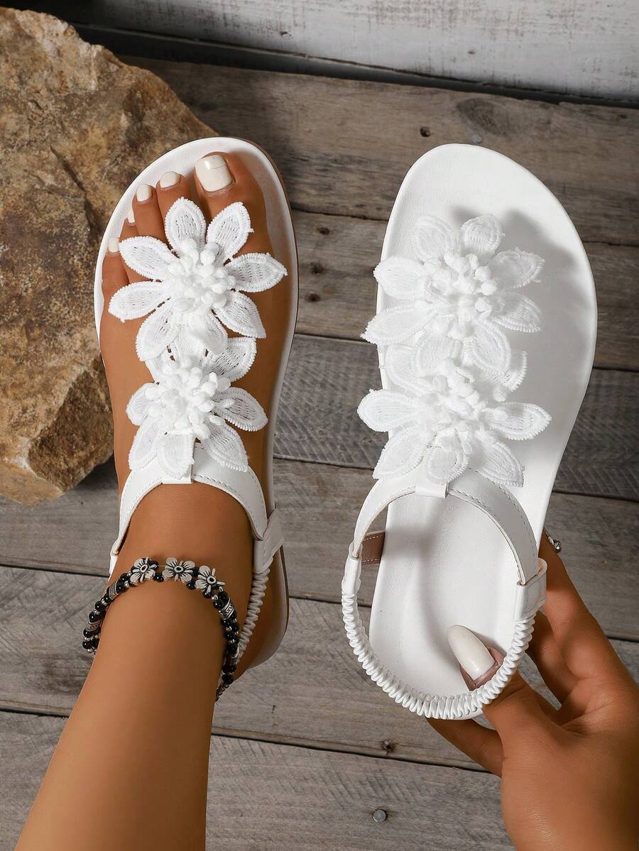 Arabela - Sandali Ortopedici Con Fiori Applicati