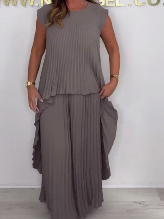 Blithe – Top Midi Plissettato e Pantaloni a Gamba Larga