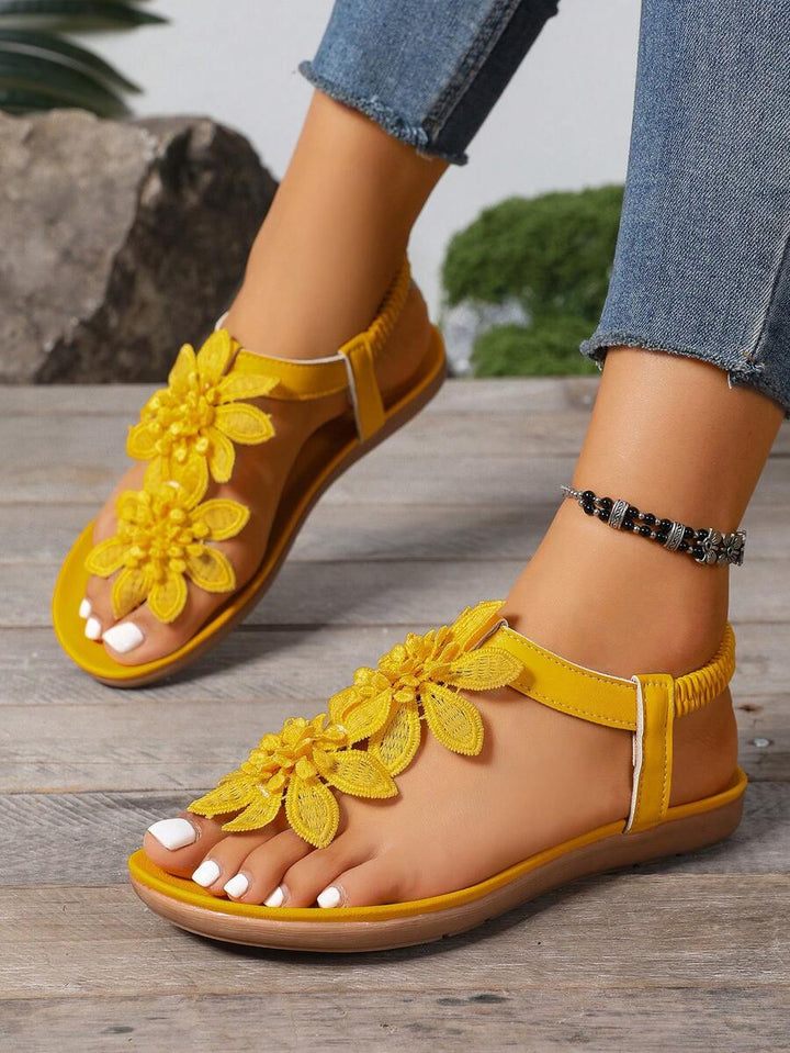 Arabela - Sandali Ortopedici Con Fiori Applicati