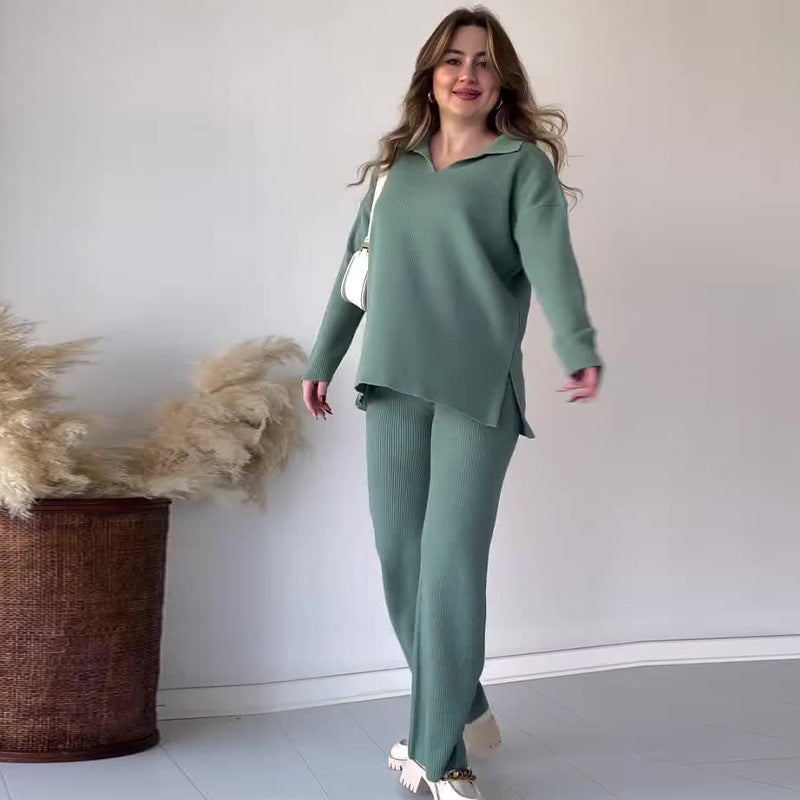 Alyana – Set da salotto a due pezzi in maglia a coste