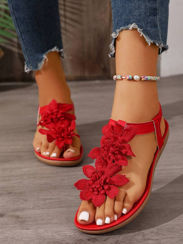 Arabela - Sandali Ortopedici Con Fiori Applicati