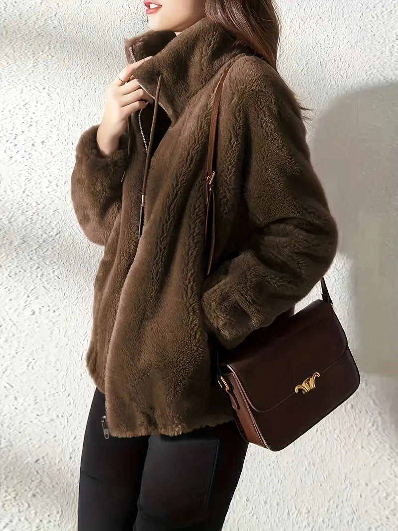 Maliza - Elegante Giacca In Pile Con Pelliccia