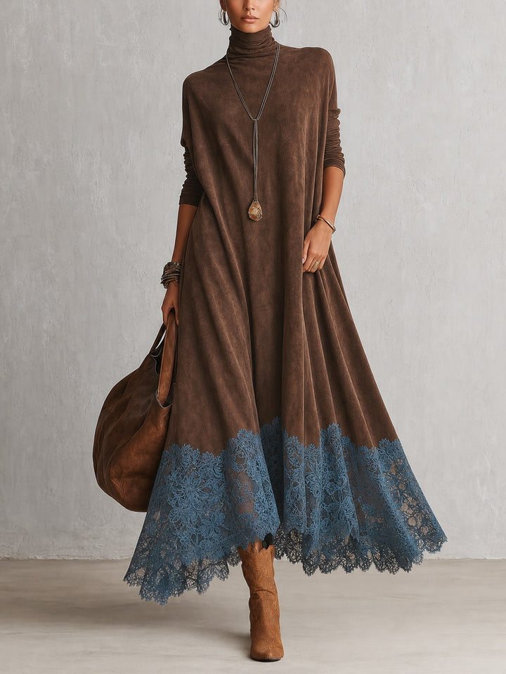 Albria - Abito Lungo a Maniche Lunghe in Stile Vintage