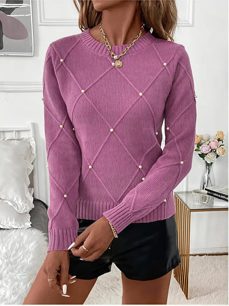 Turid - Elegante Maglione Lavorato a Maglia Con Maniche Lunghe