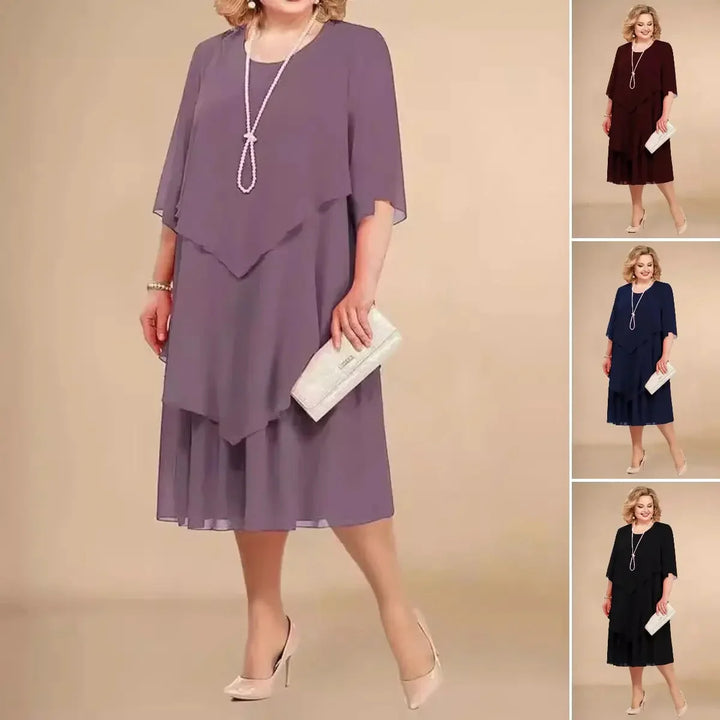 Leva - Elegante Abito In Panno Con Strati Irregolari