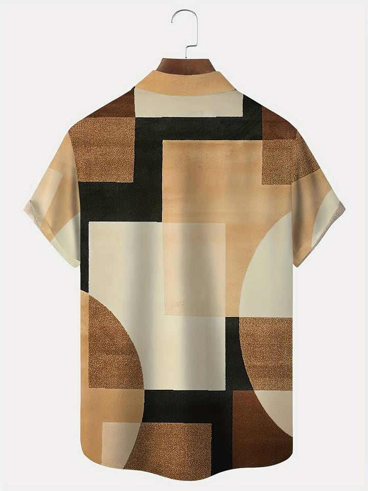 Boucher - Camicia a Maniche Corte Con Stampa Geometrica Vintage E Bottoni
