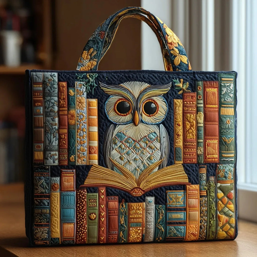 Tyliana - Borsa Tote Trapuntata Con Gufo Ricamato “Biblioteca”